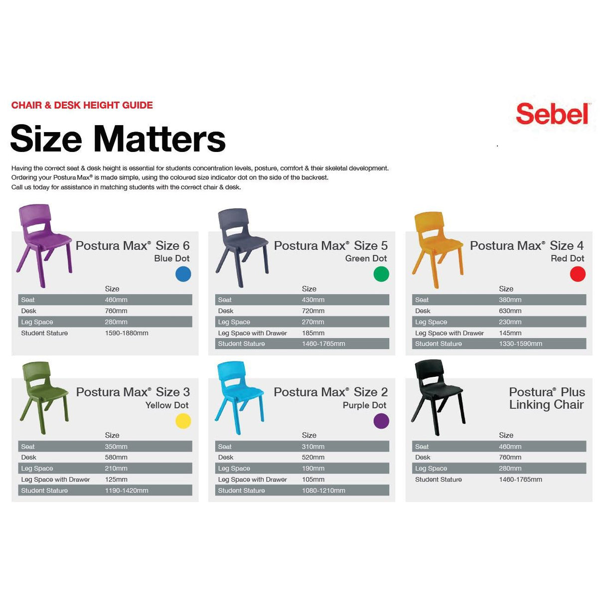 Postura Max Student Chair Range