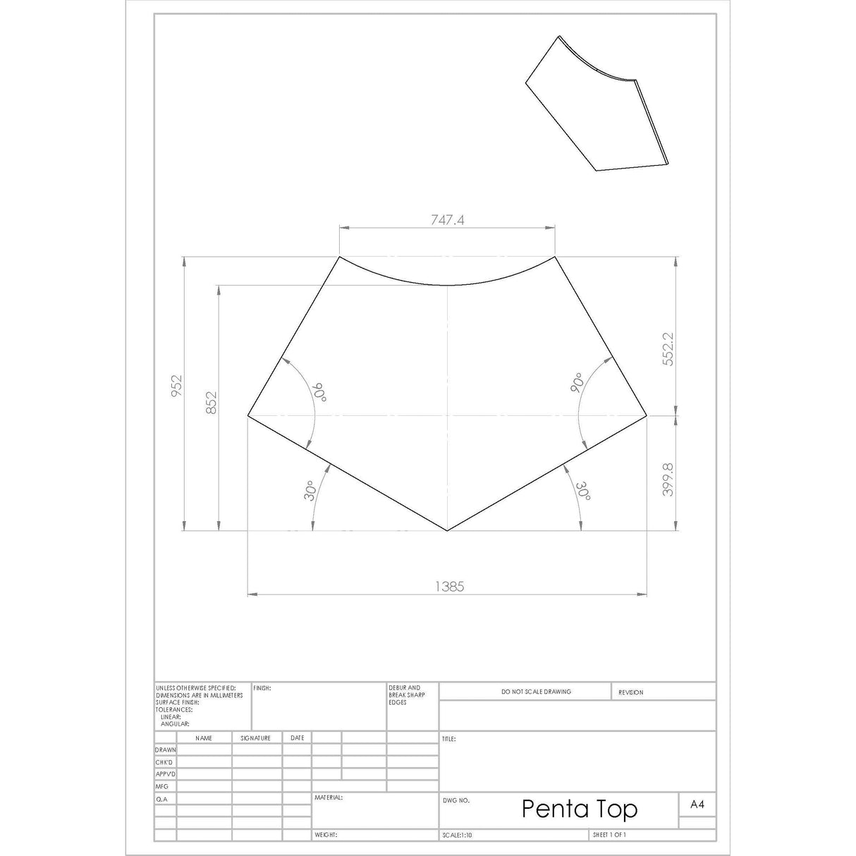Podz Kinetic Height Adjustable Penta Table