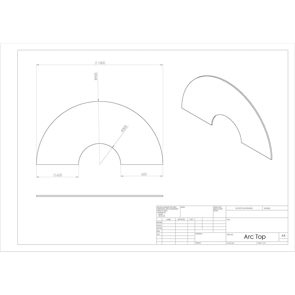Podz Kinetic Height Adjustable Arc Table